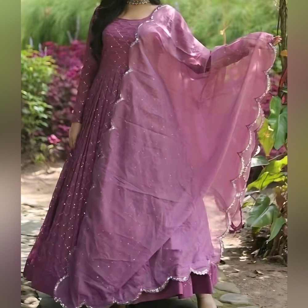 Indian Pakistani Outfit - Burgundy Sequin Dress- SIZE LARGE